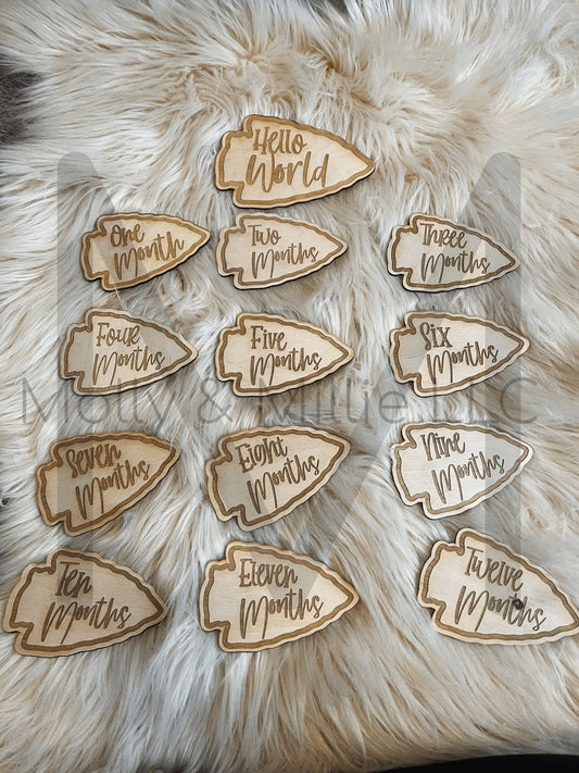 Baby Monthly Milestone Markers| Baby Shower Gift| Kansas City Milestone Cards| Baby Gift | Monthly Milestone | Arrowhead Cards FREE Shipping