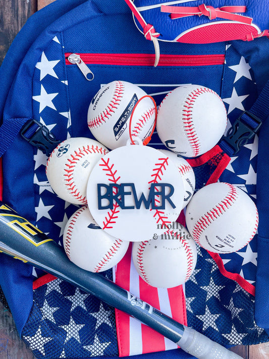Baseball Tag | Name Tag for Baseball or Softball Bags | Sports Team Keychain | Baseball Mom Bag Tag | Gifts for Coaches | Team Mom Keychain
